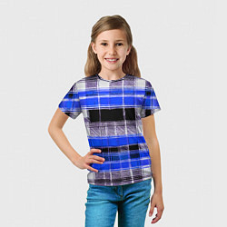 Футболка детская Белые полосы на чёрно-синем фоне, цвет: 3D-принт — фото 2