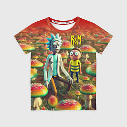 Футболка детская Рик и Морти заблудились в мухоморном поле, цвет: 3D-принт