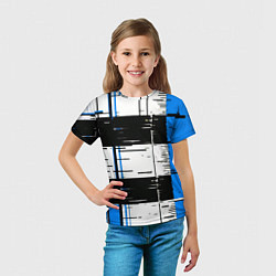 Футболка детская Синие и чёрные полосы на белом фоне, цвет: 3D-принт — фото 2