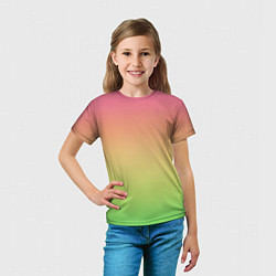 Футболка детская Градиент заря розово-зелёный, цвет: 3D-принт — фото 2