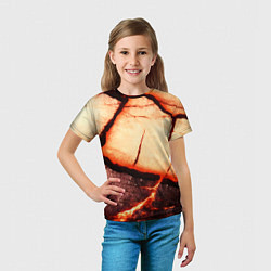 Футболка детская Трещины на абстрактном красном фоне, цвет: 3D-принт — фото 2