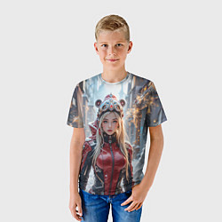 Футболка детская Девушка в кибер костюме, цвет: 3D-принт — фото 2