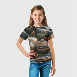 Футболка детская Новогодние шары и шишки, цвет: 3D-принт — фото 2