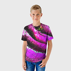 Футболка детская Розовая волнистая абстракция, цвет: 3D-принт — фото 2