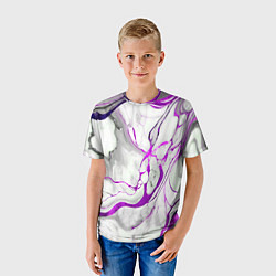 Футболка детская Фиолетово-белый мрамор, цвет: 3D-принт — фото 2