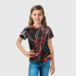 Футболка детская Красно-чёрный мрамор, цвет: 3D-принт — фото 2