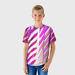 Футболка детская Бело-розовая абстракция, цвет: 3D-принт — фото 2