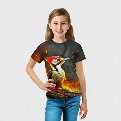 Футболка детская Дятел в огне, цвет: 3D-принт — фото 2