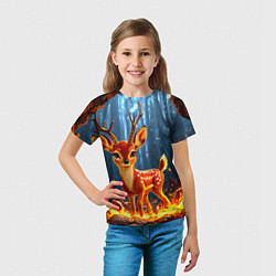 Футболка детская Олененок в огне, цвет: 3D-принт — фото 2