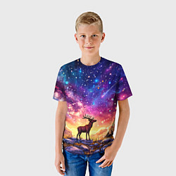 Футболка детская Лось и звездное небо, цвет: 3D-принт — фото 2