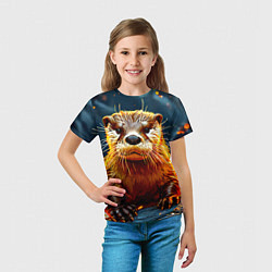 Футболка детская Выдра в огне, цвет: 3D-принт — фото 2