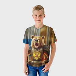Футболка детская Русский медведь грозный воин, цвет: 3D-принт — фото 2