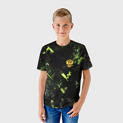 Футболка детская Зеленая краска в виде камуфляжа, цвет: 3D-принт — фото 2