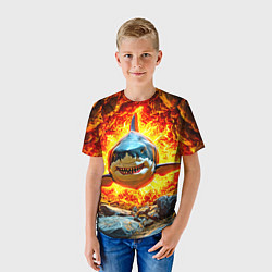Футболка детская Акула в огне, цвет: 3D-принт — фото 2