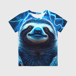 Футболка детская Ленивец в разрядах молний, цвет: 3D-принт