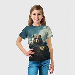 Футболка детская Воин русский медведь, цвет: 3D-принт — фото 2