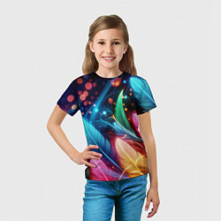 Футболка детская Яркие красочные неоновые перья, цвет: 3D-принт — фото 2