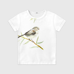 Футболка детская Воробей акварель, цвет: 3D-принт