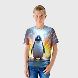 Футболка детская Эпичный пингвин, цвет: 3D-принт — фото 2