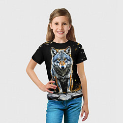 Футболка детская Волк на черном, цвет: 3D-принт — фото 2