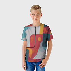 Футболка детская Абстракция с прямоугольниками, цвет: 3D-принт — фото 2