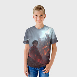 Футболка детская Гарри Поттер горящий замок, цвет: 3D-принт — фото 2