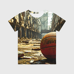 Футболка детская Баскетбольный мяч и город постапокалипсиса, цвет: 3D-принт