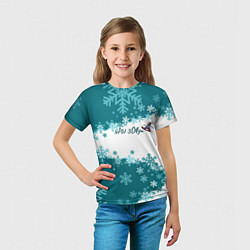 Футболка детская Горы зовут сноуборд бирюза, цвет: 3D-принт — фото 2
