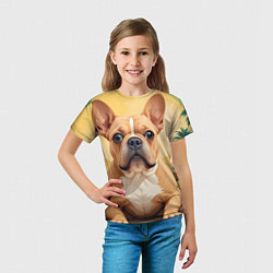 Футболка детская Бульдог и пальмы, цвет: 3D-принт — фото 2