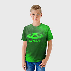 Футболка детская Chery - green gradient, цвет: 3D-принт — фото 2
