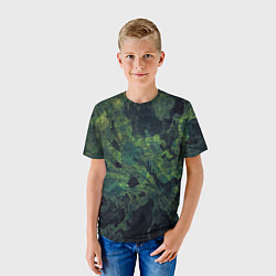Футболка детская Абстракция - green camouflage background, цвет: 3D-принт — фото 2