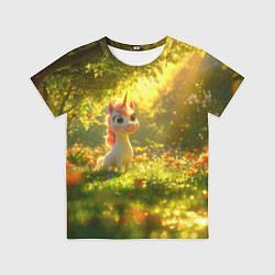 Футболка детская Единорог в летнем лесу, цвет: 3D-принт