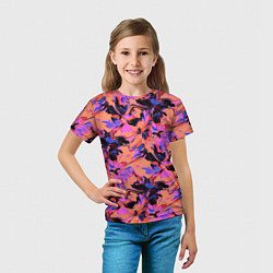 Футболка детская Абстрактные цветы - текучая краска, цвет: 3D-принт — фото 2