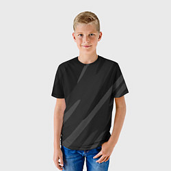 Футболка детская Чёрно-серый абстрактный полосы, цвет: 3D-принт — фото 2
