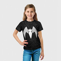 Футболка детская Знак венома с текстурой симбиота, цвет: 3D-принт — фото 2