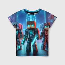 Футболка детская Minecraft - ai art neon glow, цвет: 3D-принт