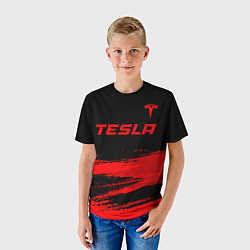 Футболка детская Tesla - red gradient посередине, цвет: 3D-принт — фото 2