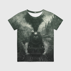 Футболка детская Ретро иллюстрация паровоза, цвет: 3D-принт