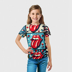 Футболка детская Rolling Stones logo - pop art, цвет: 3D-принт — фото 2