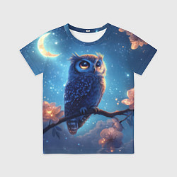 Футболка детская Сова на фоне ночного неба, цвет: 3D-принт