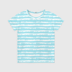 Футболка детская Бело-голубой полосатый паттерн, цвет: 3D-принт