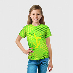 Футболка детская Doom кислотные соты лого, цвет: 3D-принт — фото 2