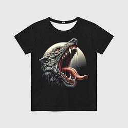 Футболка детская Волчья морда на фоне луны - нейроарт, цвет: 3D-принт