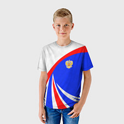 Футболка детская Герб России - цвета флага, цвет: 3D-принт — фото 2