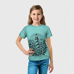 Футболка детская Маяк и розы, цвет: 3D-принт — фото 2