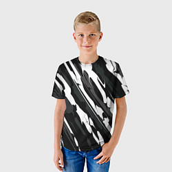Футболка детская Разводы белым на черном, цвет: 3D-принт — фото 2