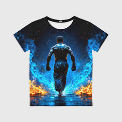 Футболка детская Боец крав-мага в синем пламени, цвет: 3D-принт
