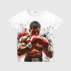 Футболка детская Тайский боксер на белом, цвет: 3D-принт