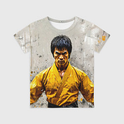 Футболка детская Брюс Ли на сером, цвет: 3D-принт
