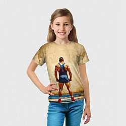 Футболка детская Греко-римский борец на бежевом, цвет: 3D-принт — фото 2